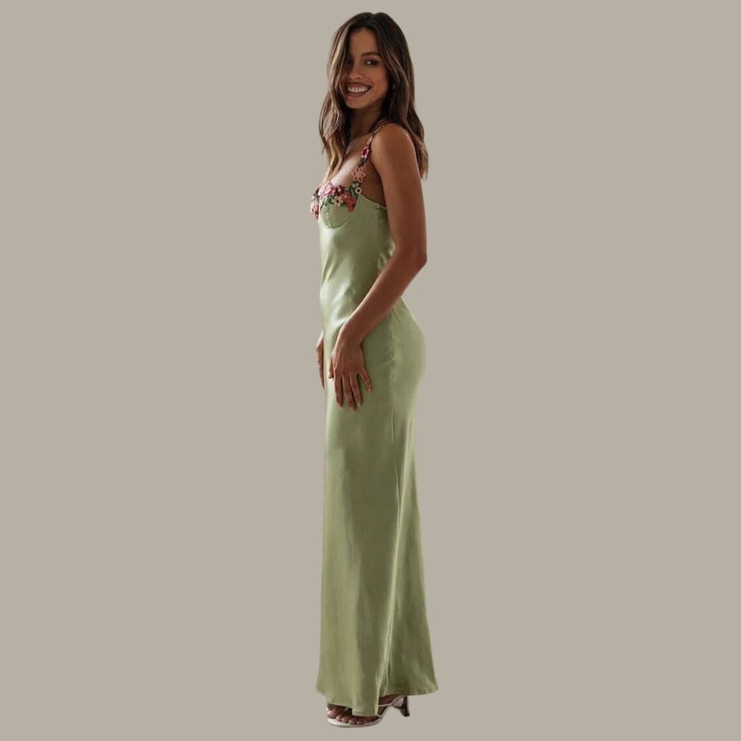 GR | Embroidered satin dress