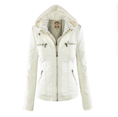 Leather jacket with lapel