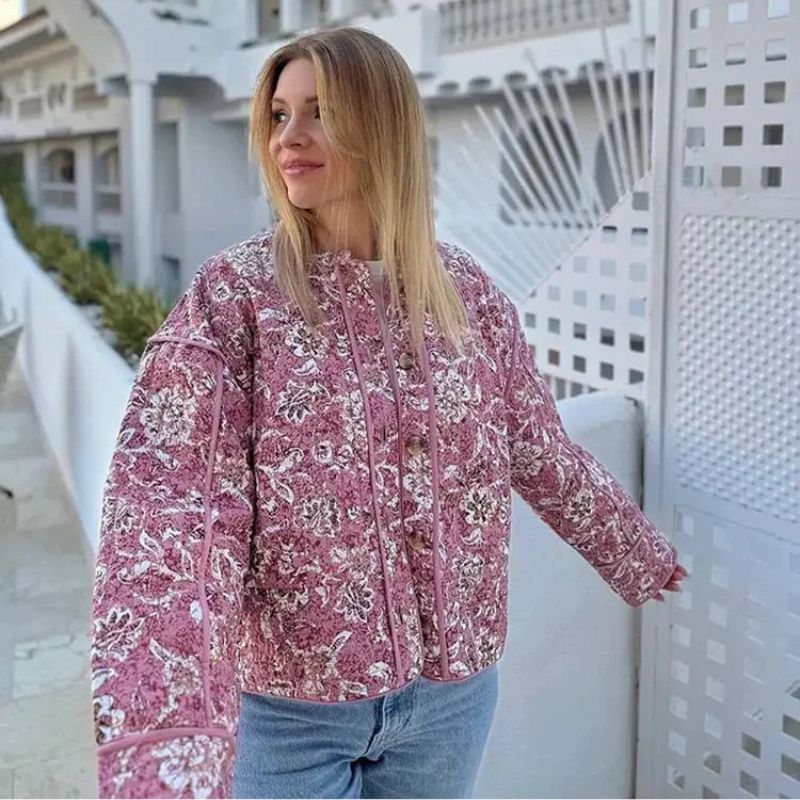 GR | Quilted jacket with floral pattern