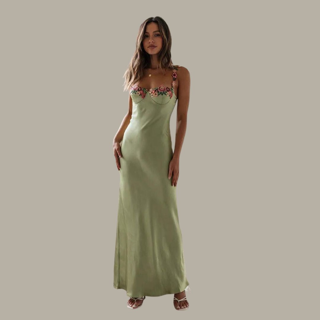 GR | Embroidered satin dress