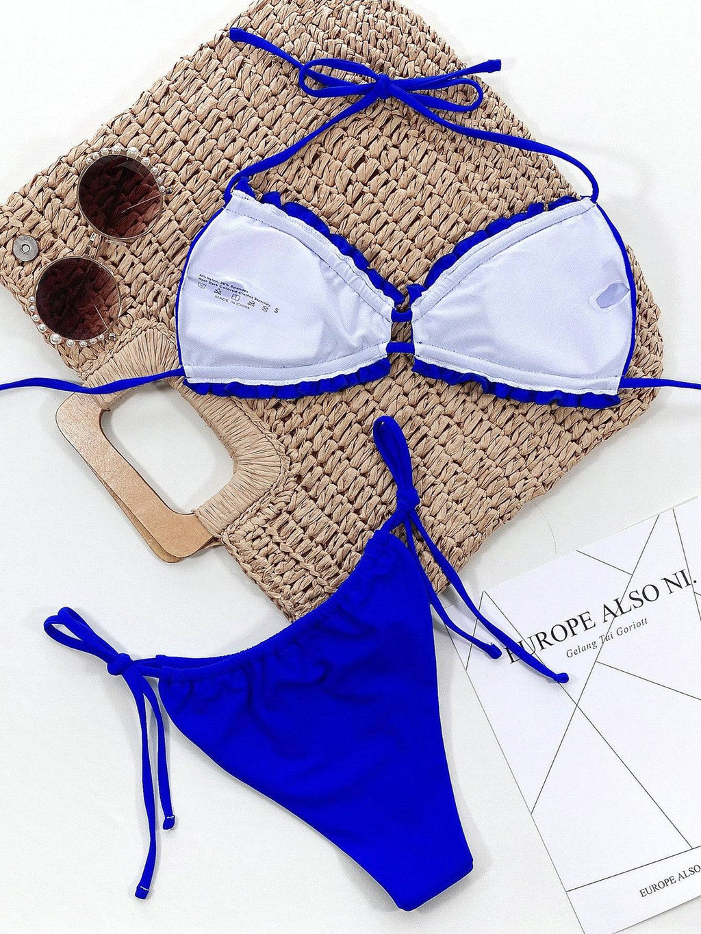 GR | Ruffled halterneck bikini set