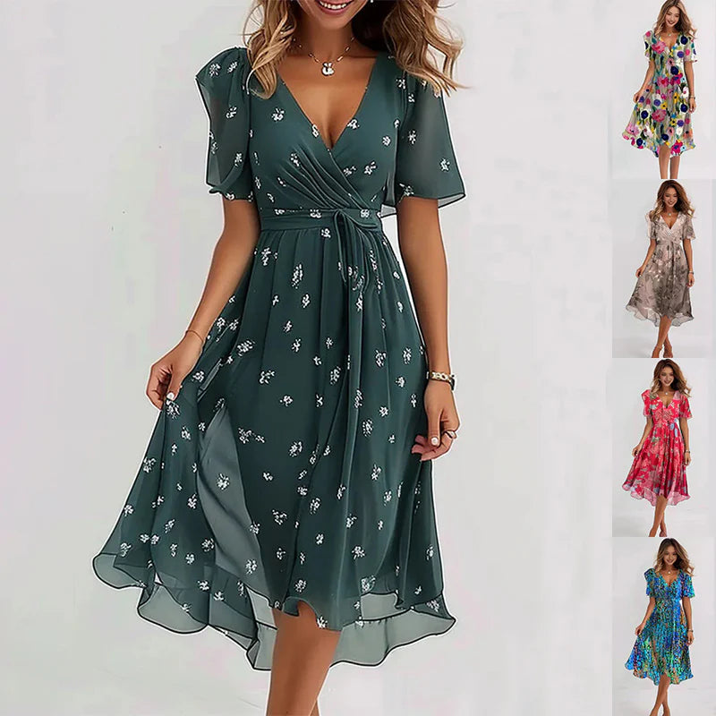 GR | Elegant dress with short sleeves