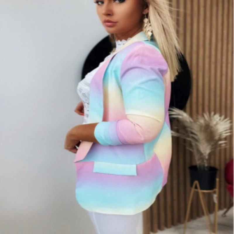 GR | Women's Ombre Open Front Blazer, Long Sleeves, Relaxed Fit