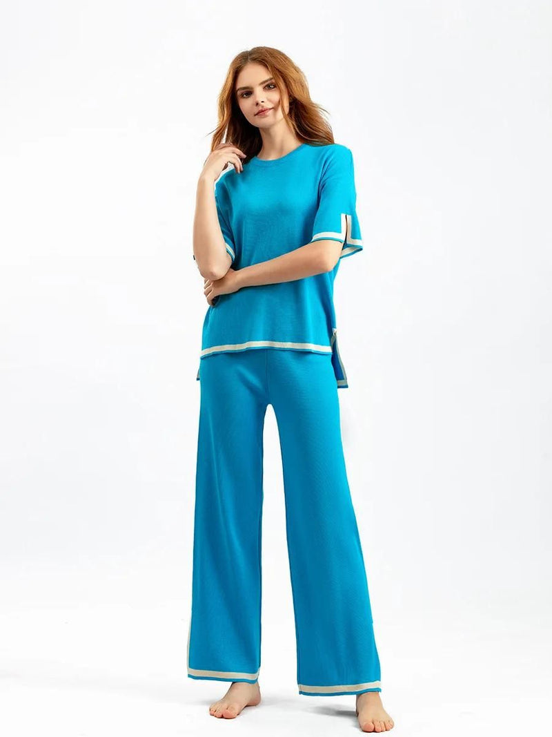GR | Elegant short-sleeved two-piece set made of ice silk