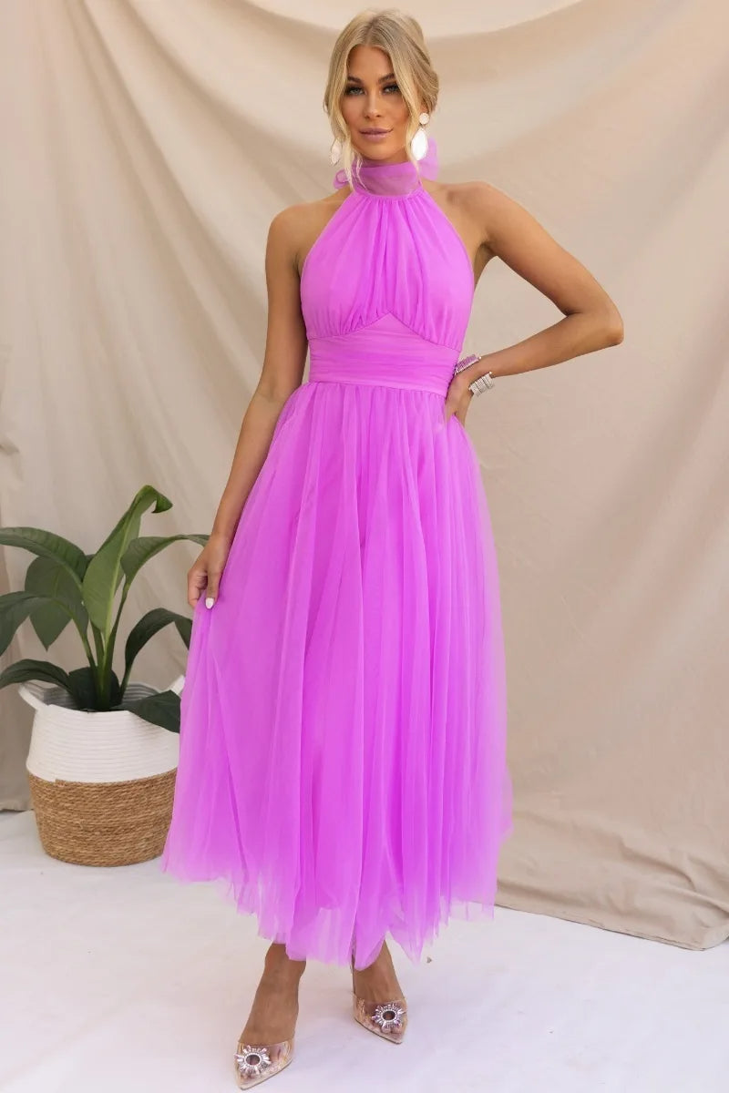 GR | Halter Tüll Midi Kleid