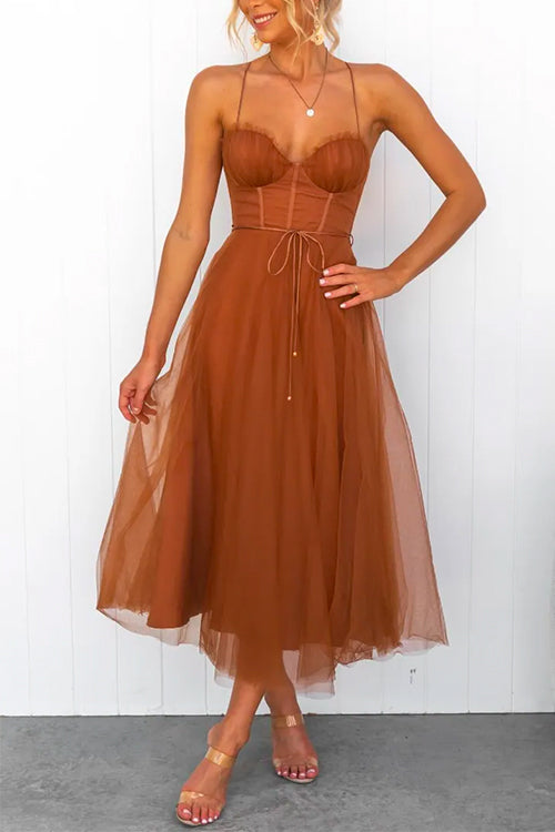 GR | Rosiedress Open Back Fitted Swing Maxi Cami Tulle Dress