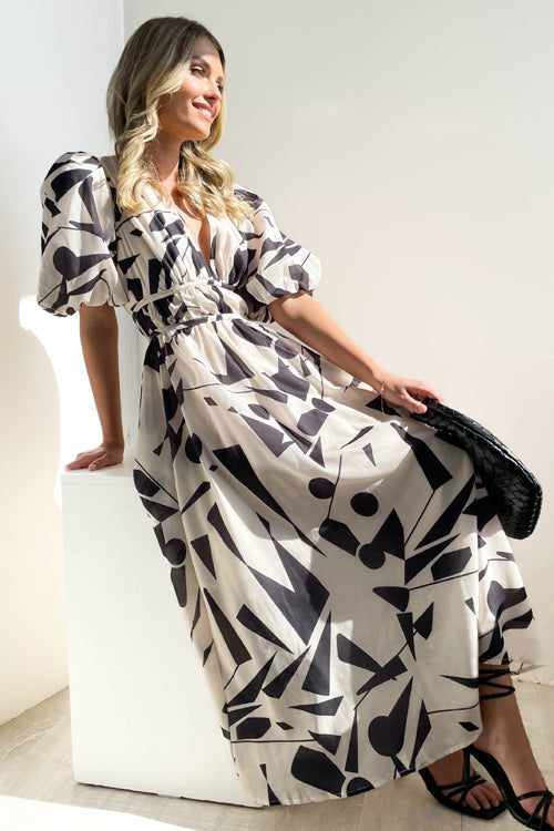 GR | Real Love Print Puff Sleeve Maxi Dress
