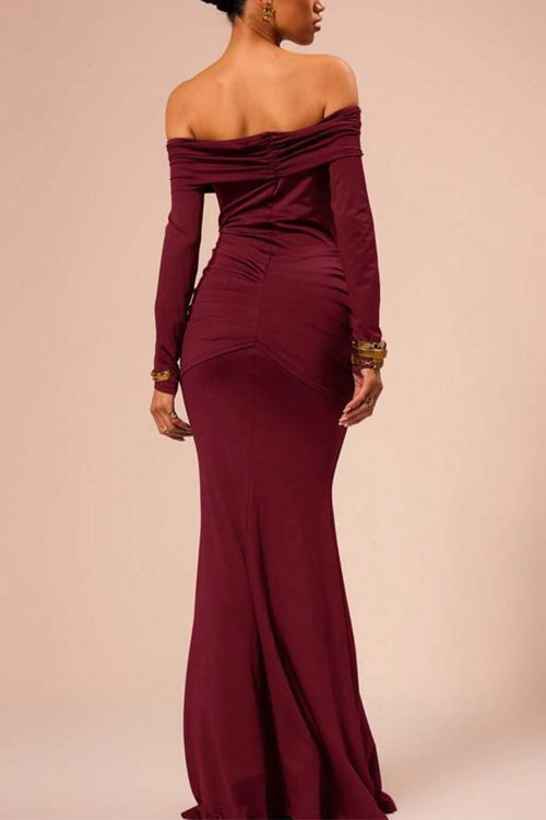 GR | Rosiedress Off Shoulder Knot Front Bodycon Maxi Party Dress