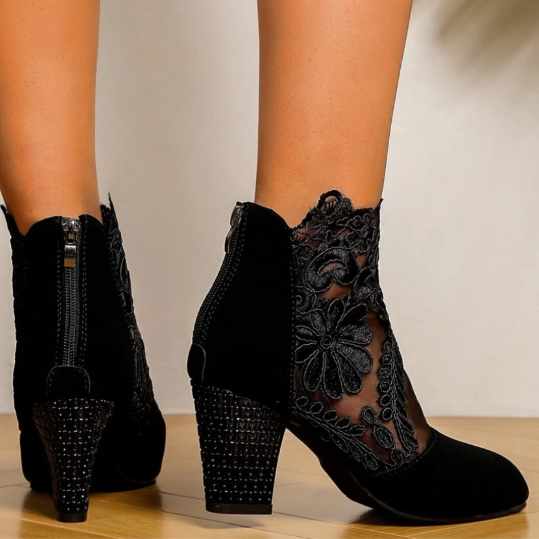 GR | Embroidered High-Heel Boots - Trendy Footwear