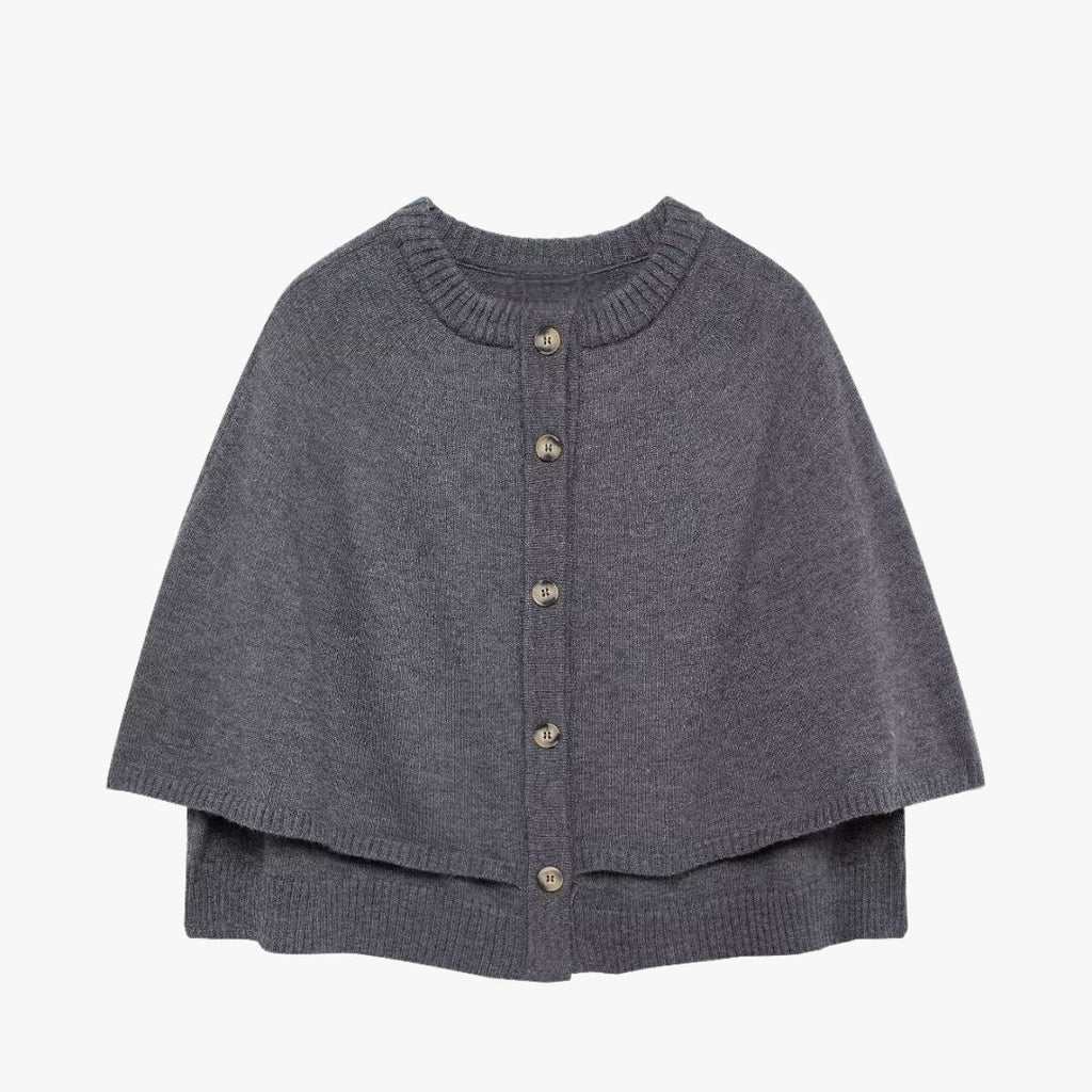 GR | Strick Cape Mit Knöpfen Und Gestuftem Saum