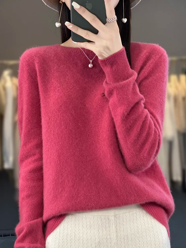 GR | Kaschmir Pullover Damen Runder Ausschnitt Weicher und Eleganter Strickpullover