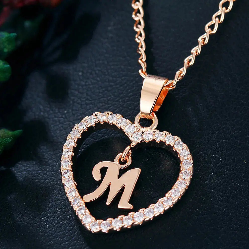 GR | Letter Zircon Love Necklace Jewelry Pendant