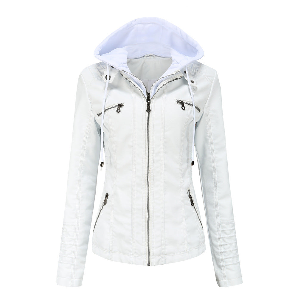 GR | Leather jacket with hood