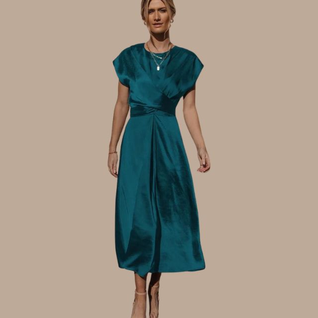 GR | Wickel-Midikleid mit Kappenärmeln