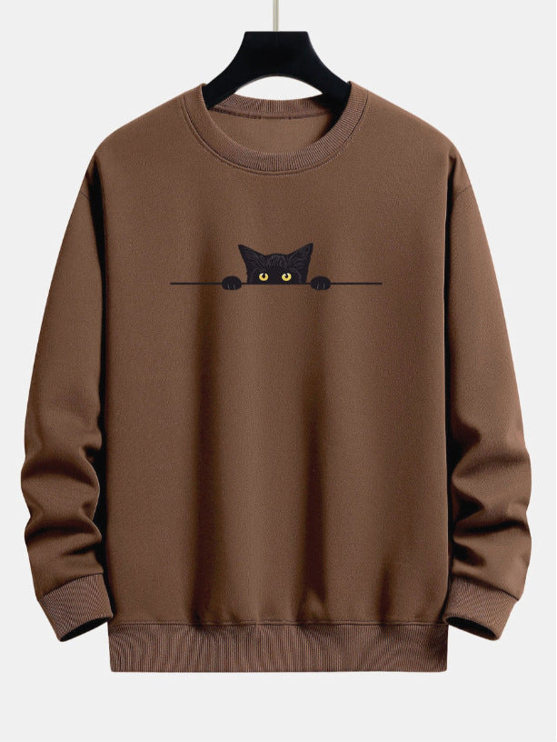 GR | Relax Fit Sweatshirt with Black Cat Print