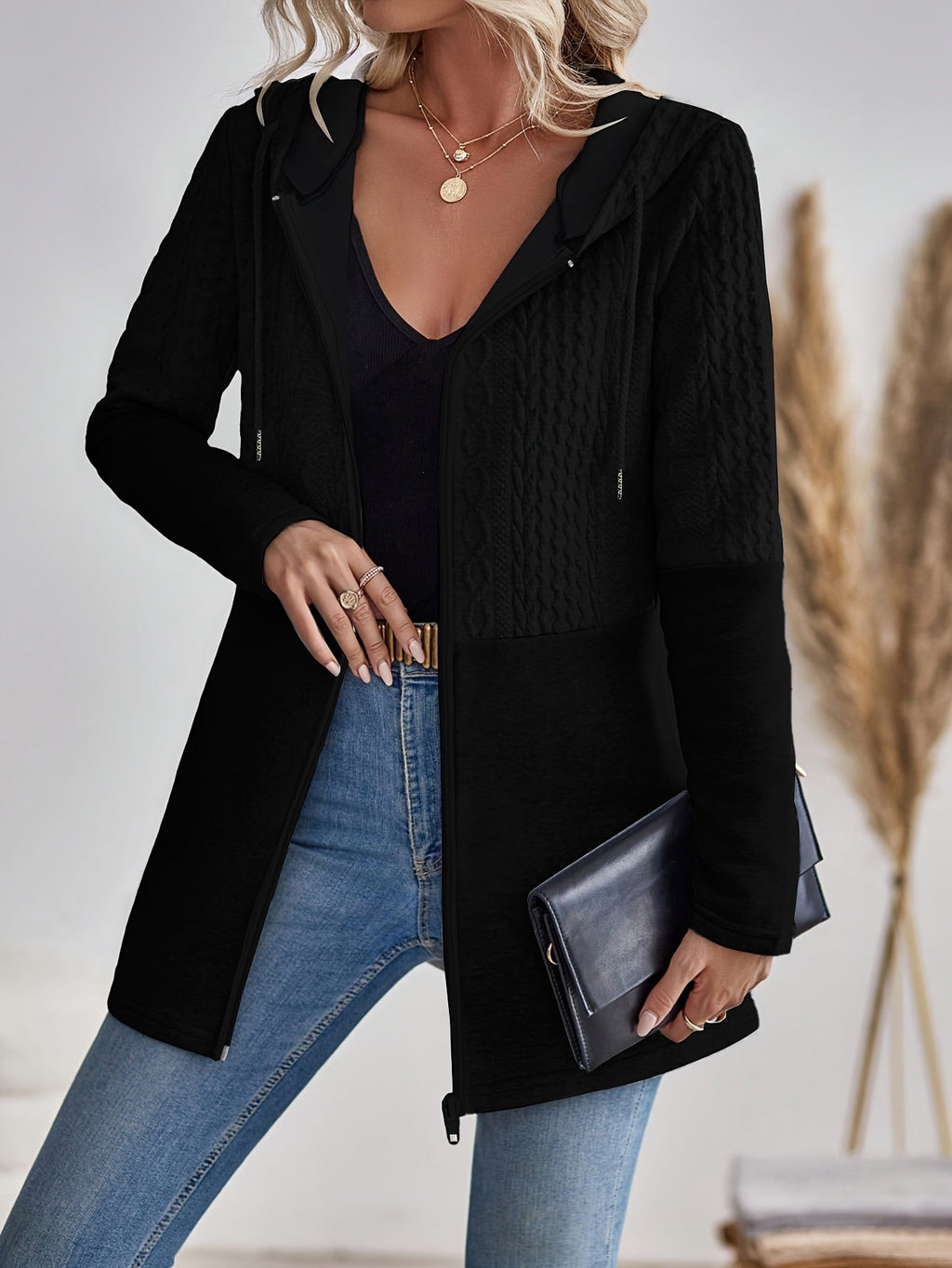 GR | Women's hooded sweatshirt with zipper