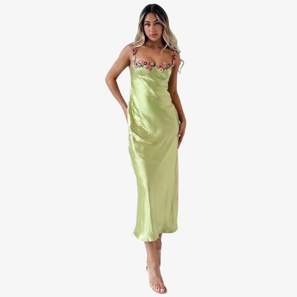 GR | Embroidered satin dress