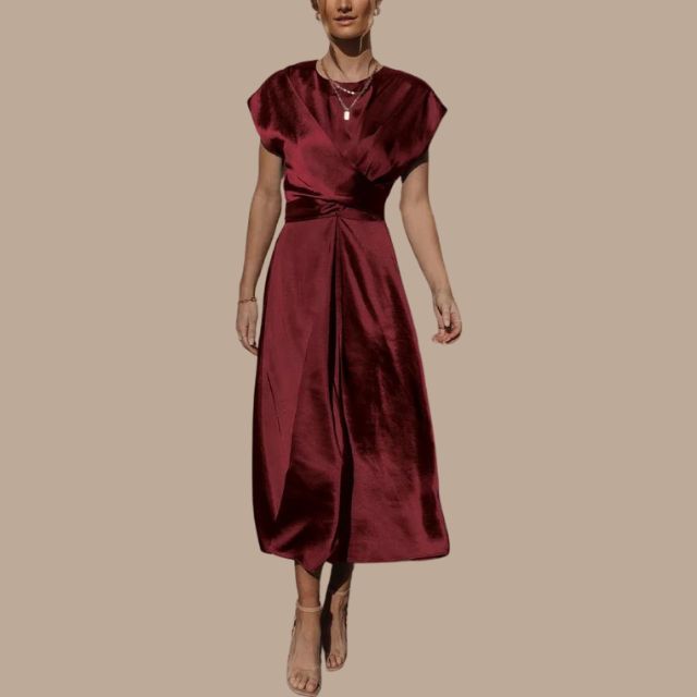 GR | Wickel-Midikleid mit Kappenärmeln