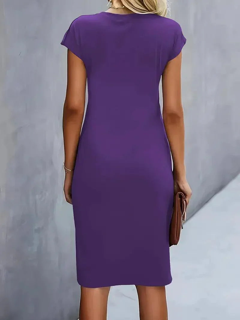 GR | Stilvolles Schmales Kleid Mit Rundhalsausschnitt