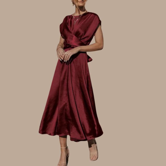 GR | Wickel-Midikleid mit Kappenärmeln