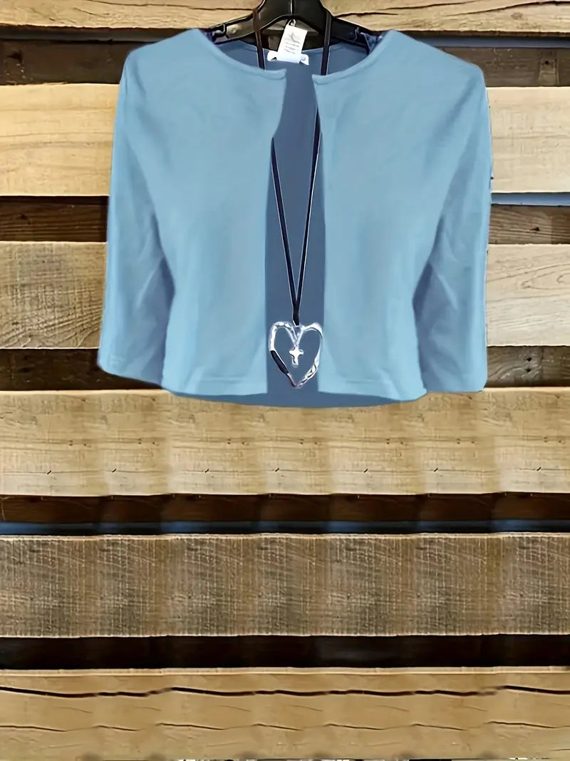 GR | Elegante Zweiteilige Blumenkleid-Set mit Einfarbigem Crop-Top und Rundhalskleid