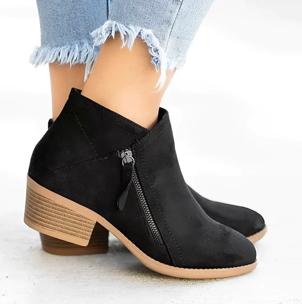 Women's ankle boots with high heels and side zipper