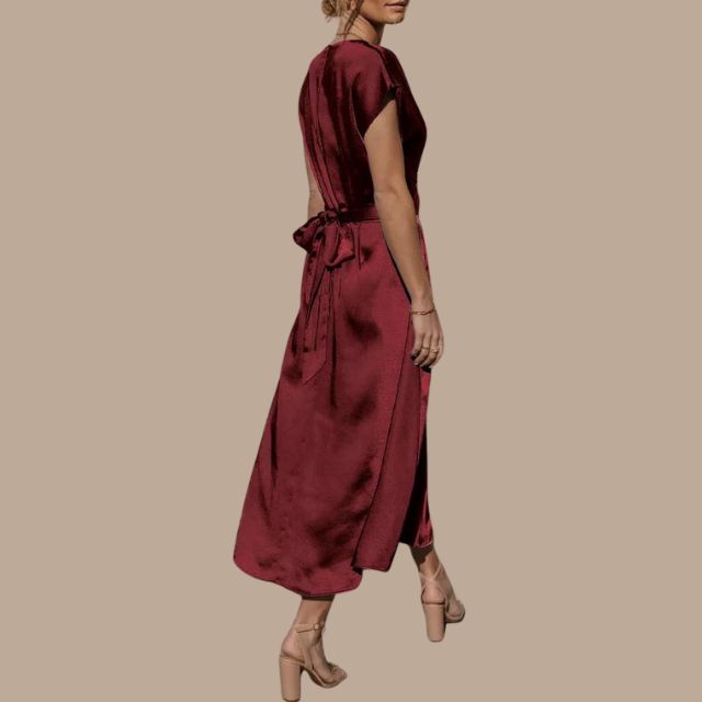 GR | Wickel-Midikleid mit Kappenärmeln