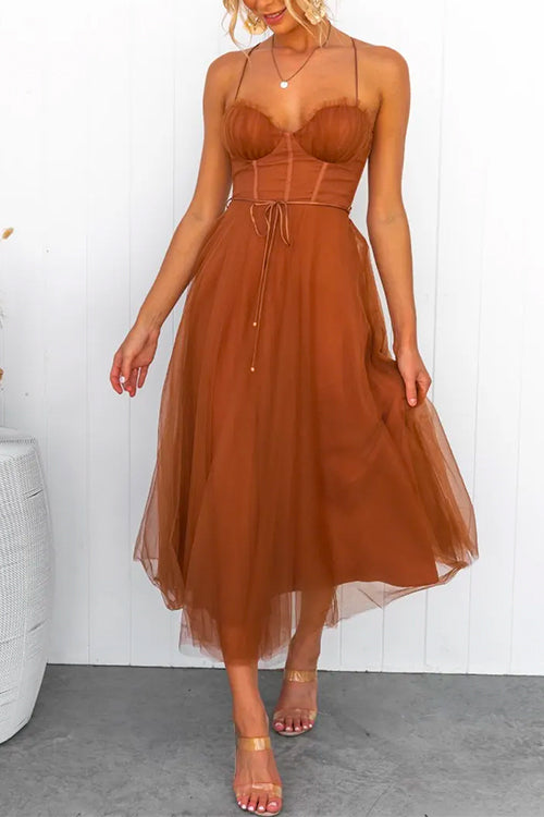 GR | Rosiedress Open Back Fitted Swing Maxi Cami Tulle Dress