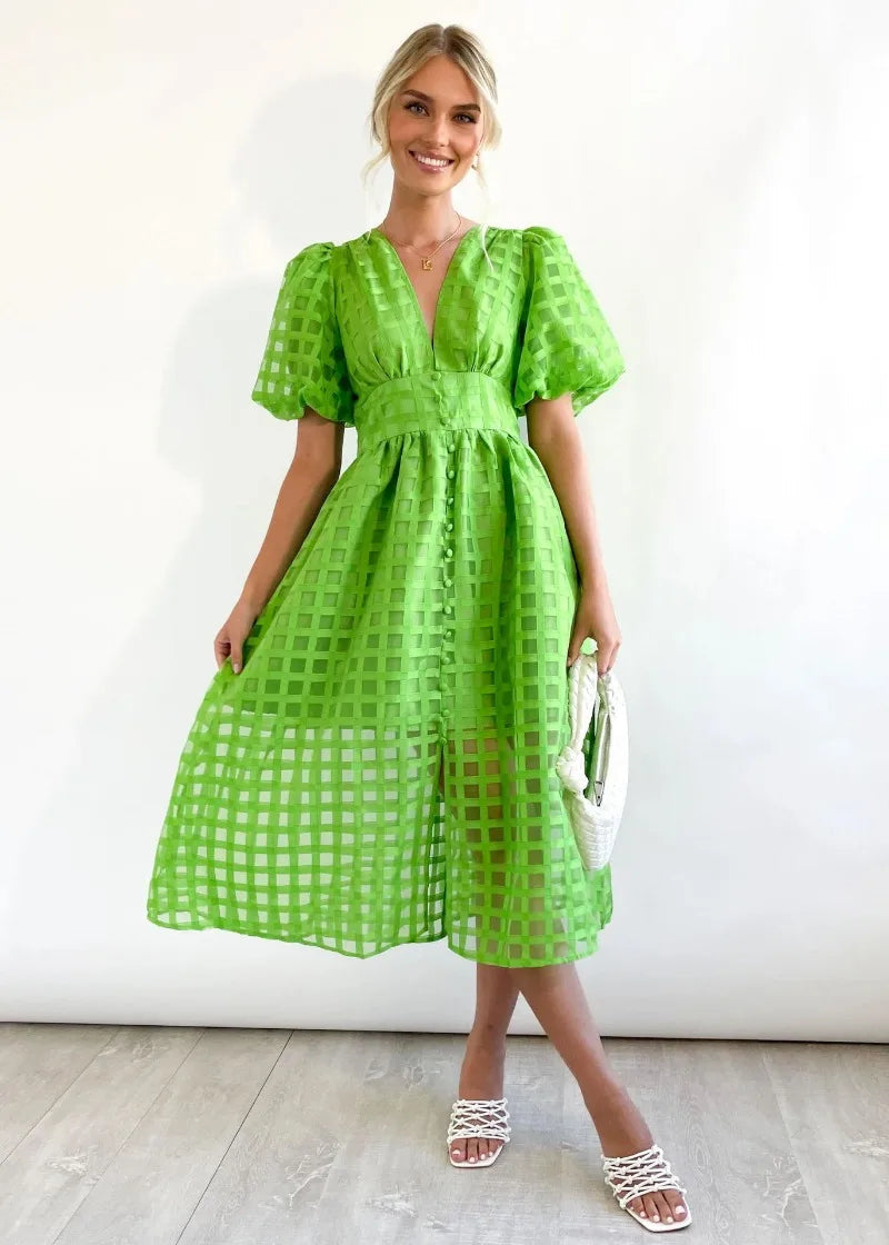 GR | Puffärmel Midi-Kleid