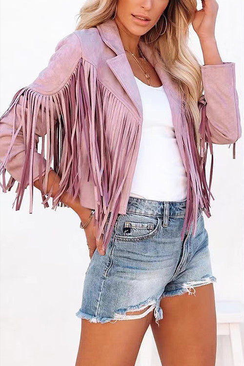 GR | At Your Best Fringe Edge Faux Suede Shacket