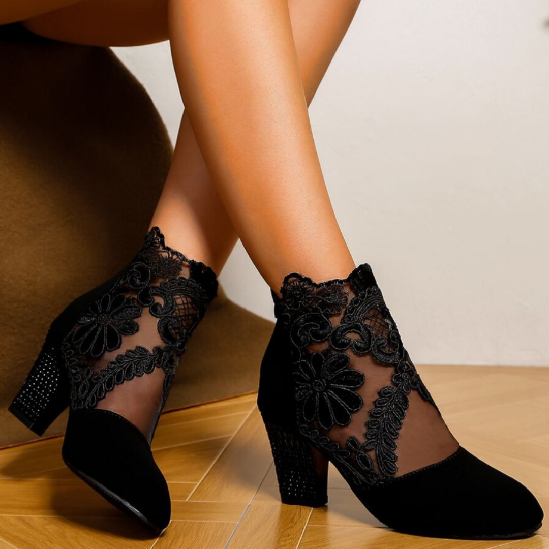 GR | Embroidered High-Heel Boots - Trendy Footwear