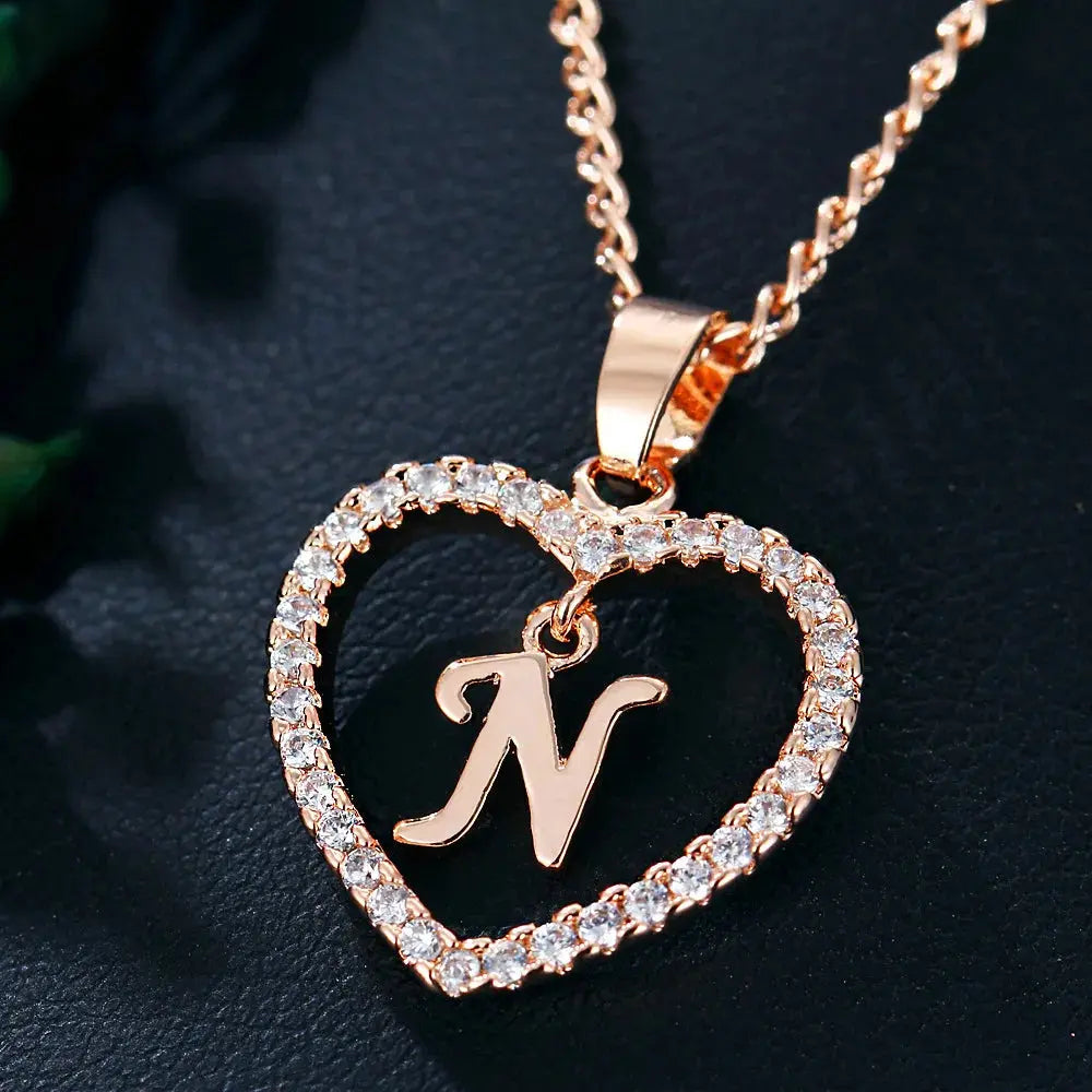 GR | Letter Zircon Love Necklace Jewelry Pendant
