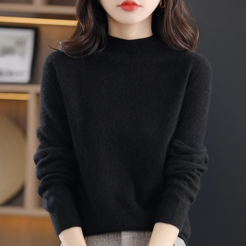 GR | Women's Cashmere Round Neck Sweater - Soft and Lightweight Knit Sweater