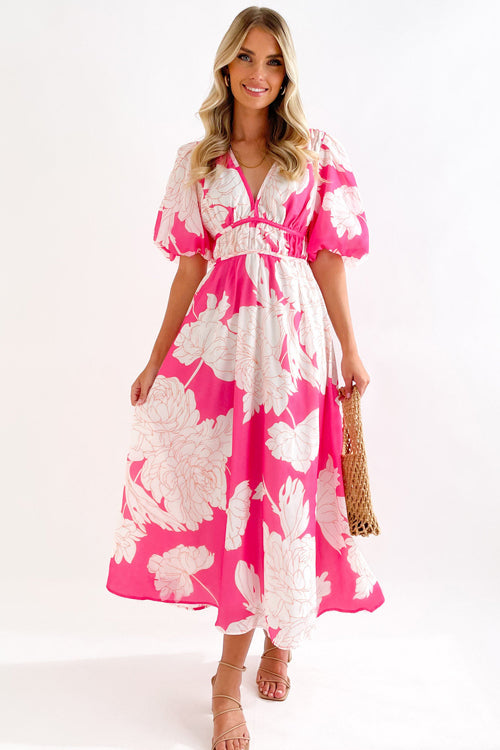 GR | Real Love Print Puff Sleeve Maxi Dress