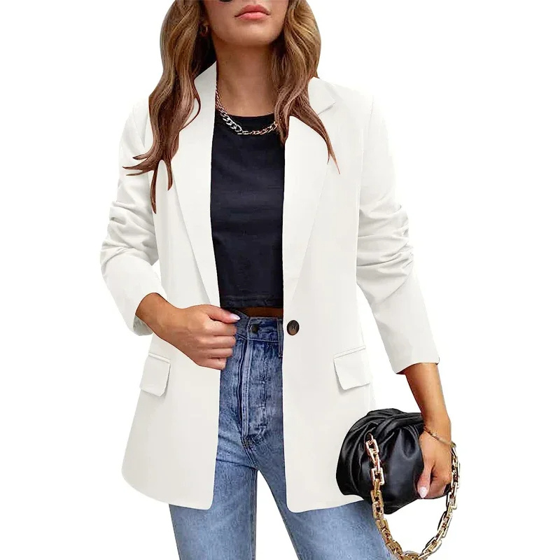 GR | Long women's blazer with flap pockets and tailored cut