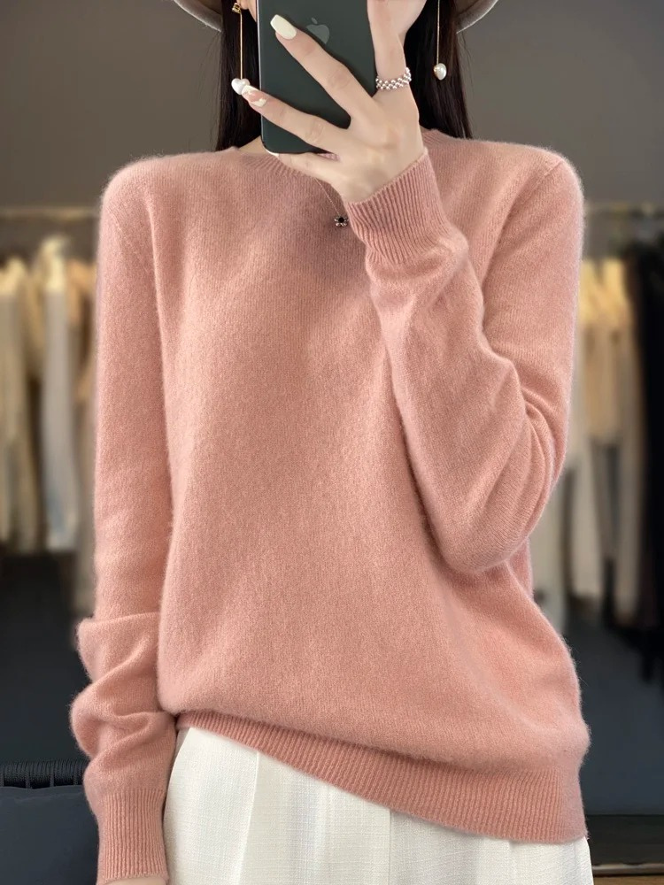 GR | Kaschmir Pullover Damen Runder Ausschnitt Weicher und Eleganter Strickpullover