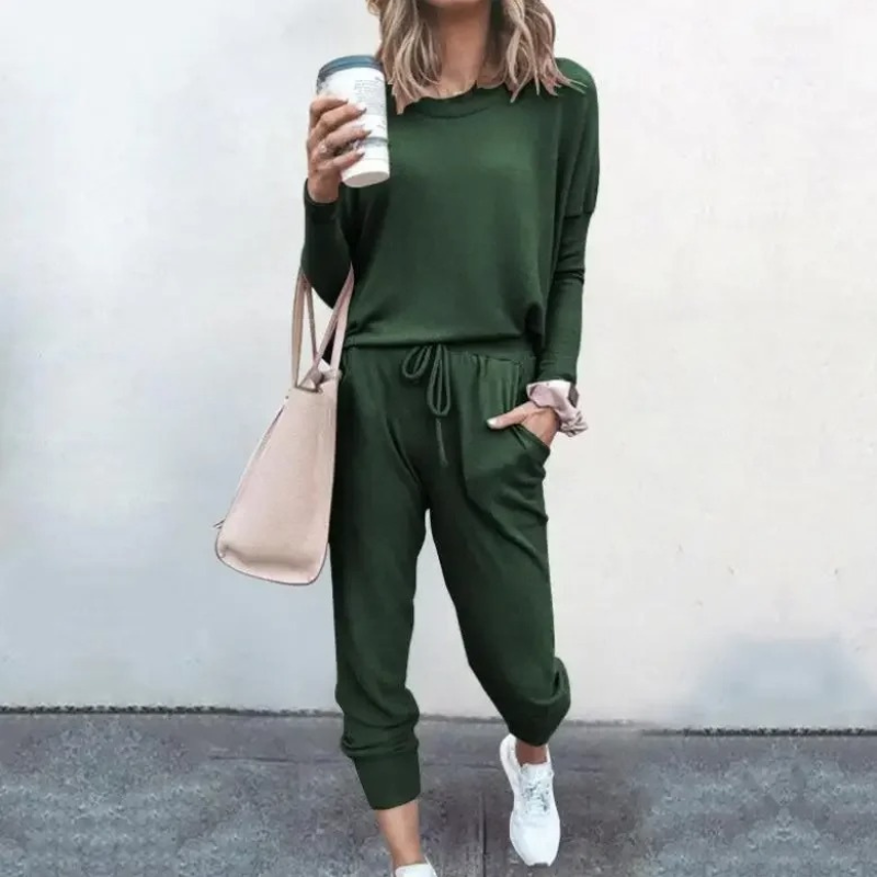 GR | Women's Loungewear Set, Comfortable Two-Piece with Drawstring and Long-Sleeved Shirt