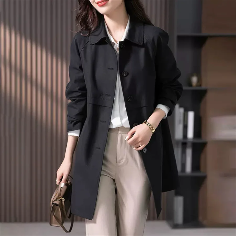 GR | Classic women's trench coat, simply tied, tailored women's coat