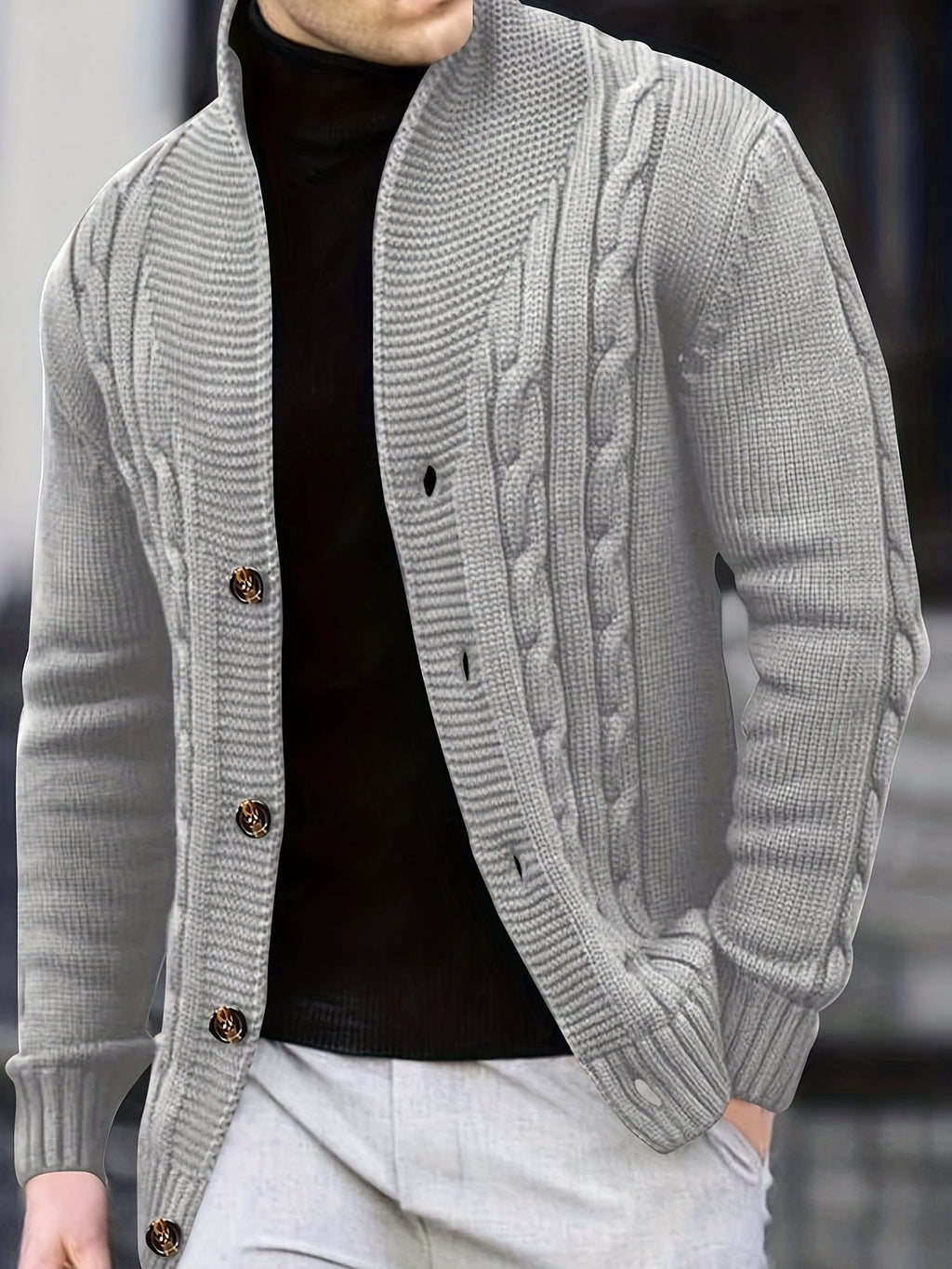 GR | Zopfstrickjacke mit Knöpfen