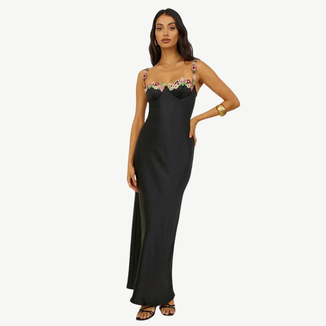 GR | Embroidered satin dress
