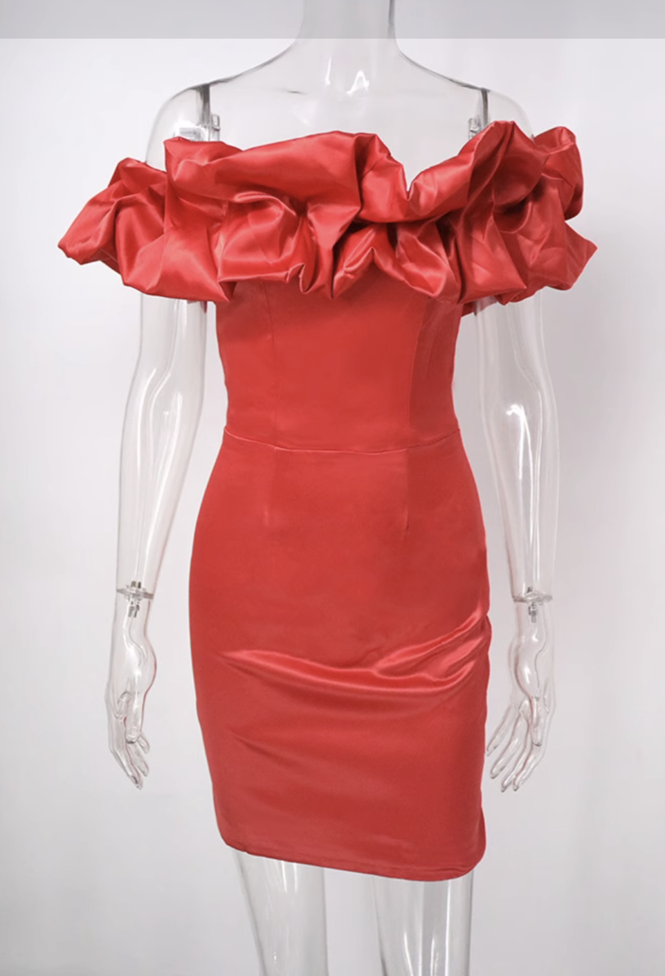 GR | Schulterfreies Minikleid Mit Rüschen