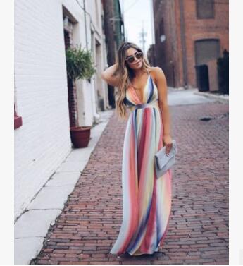 GR | Rainbow Summer Maxi Dress for Women