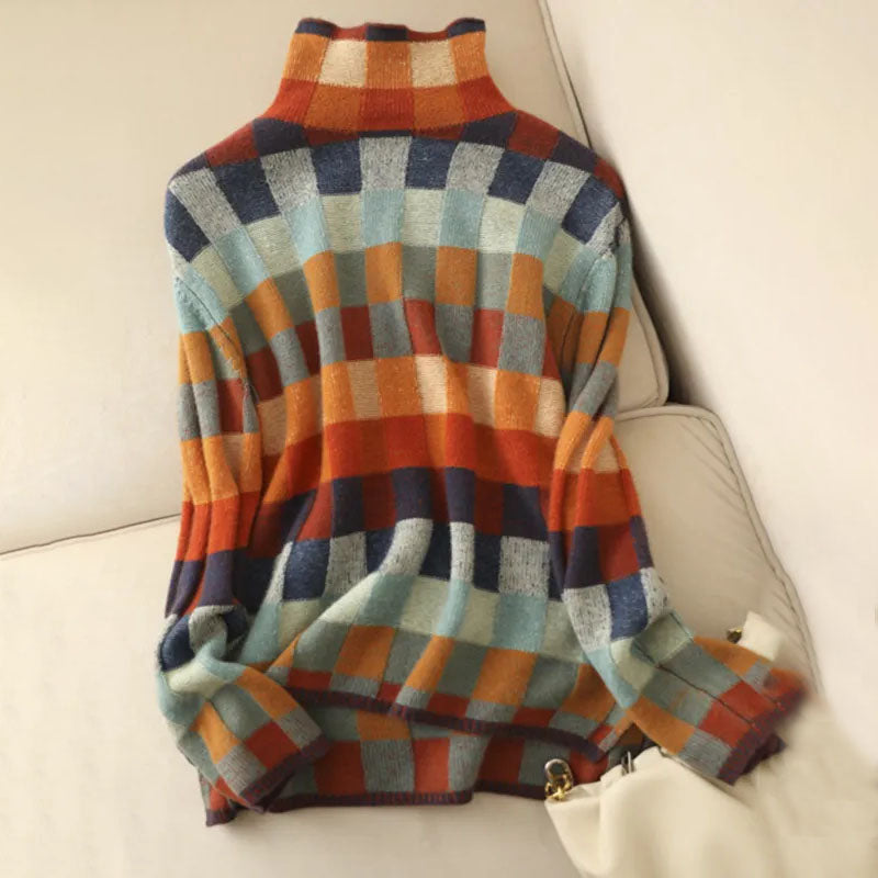 GR | Bunter Karierter Strickpullover