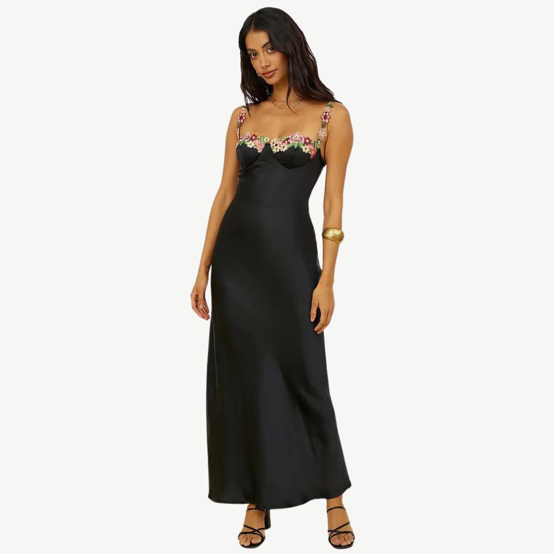 GR | Embroidered satin dress