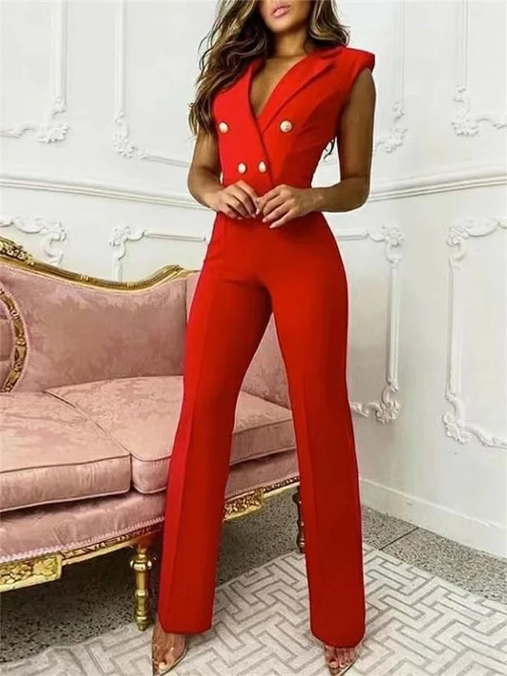 GR | Jumpsuit with V-neck and houndstooth pattern
