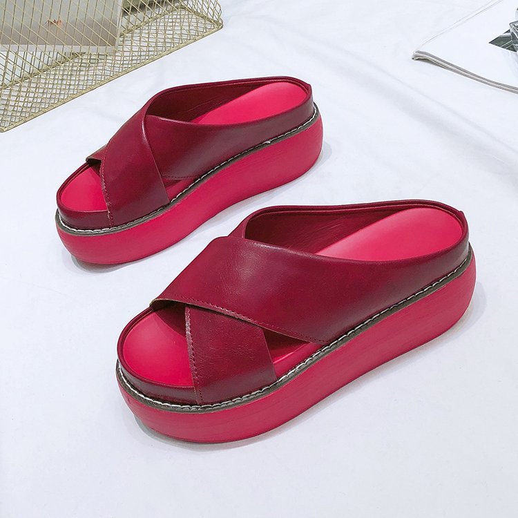 Women's Comfortable Platform Mules with Elegant Crossover Design GR