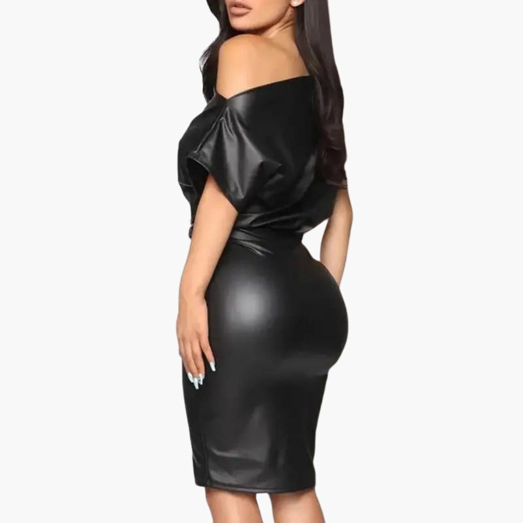 GR | Schulterfreies Kleid aus Kunstleder