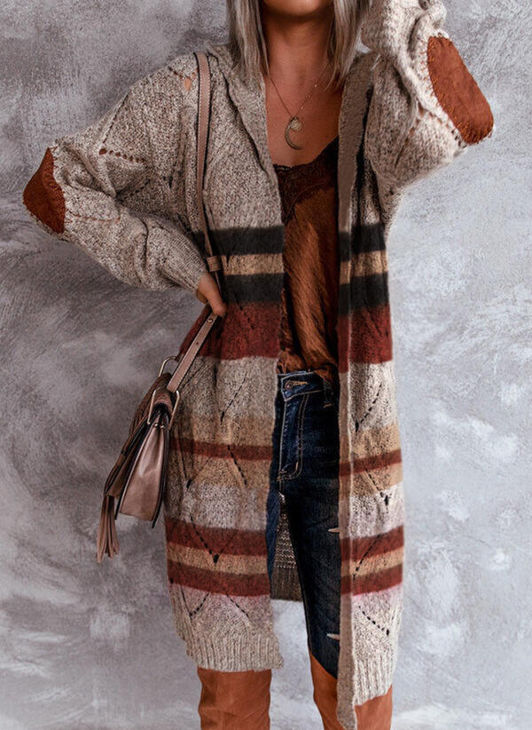 GR | Modische Strickjacke mit Kapuze
