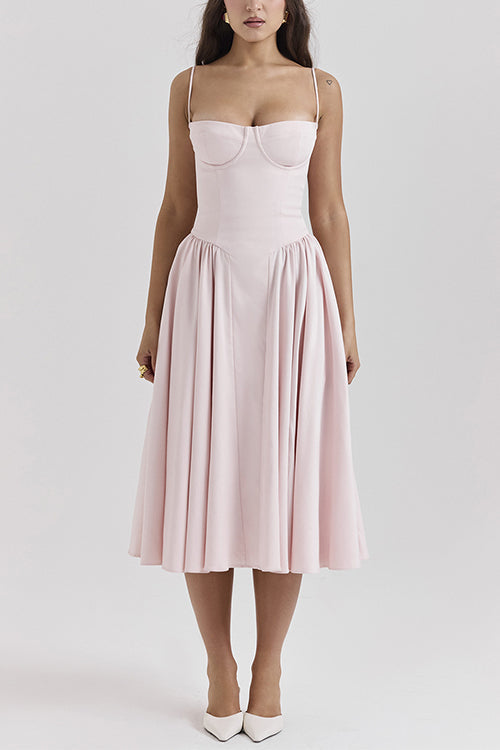 GR | Rosiedress Spaghetti-Träger Pocketed Korsett Swing Midi Kleid