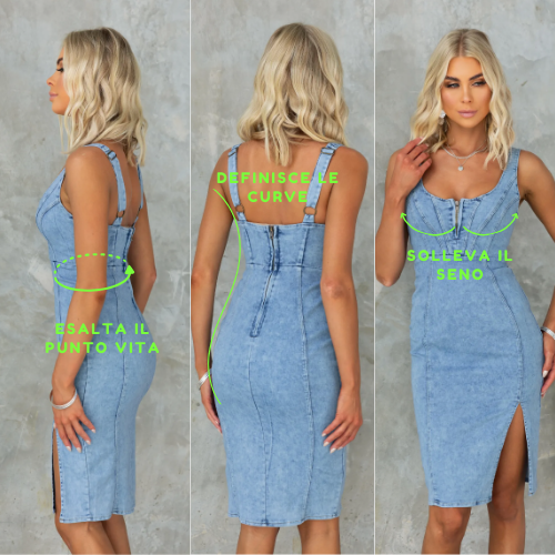 GR | Denim Kleid mit Enganliegender Passform Die Ein Elegantes Aussehen Sicherstellt